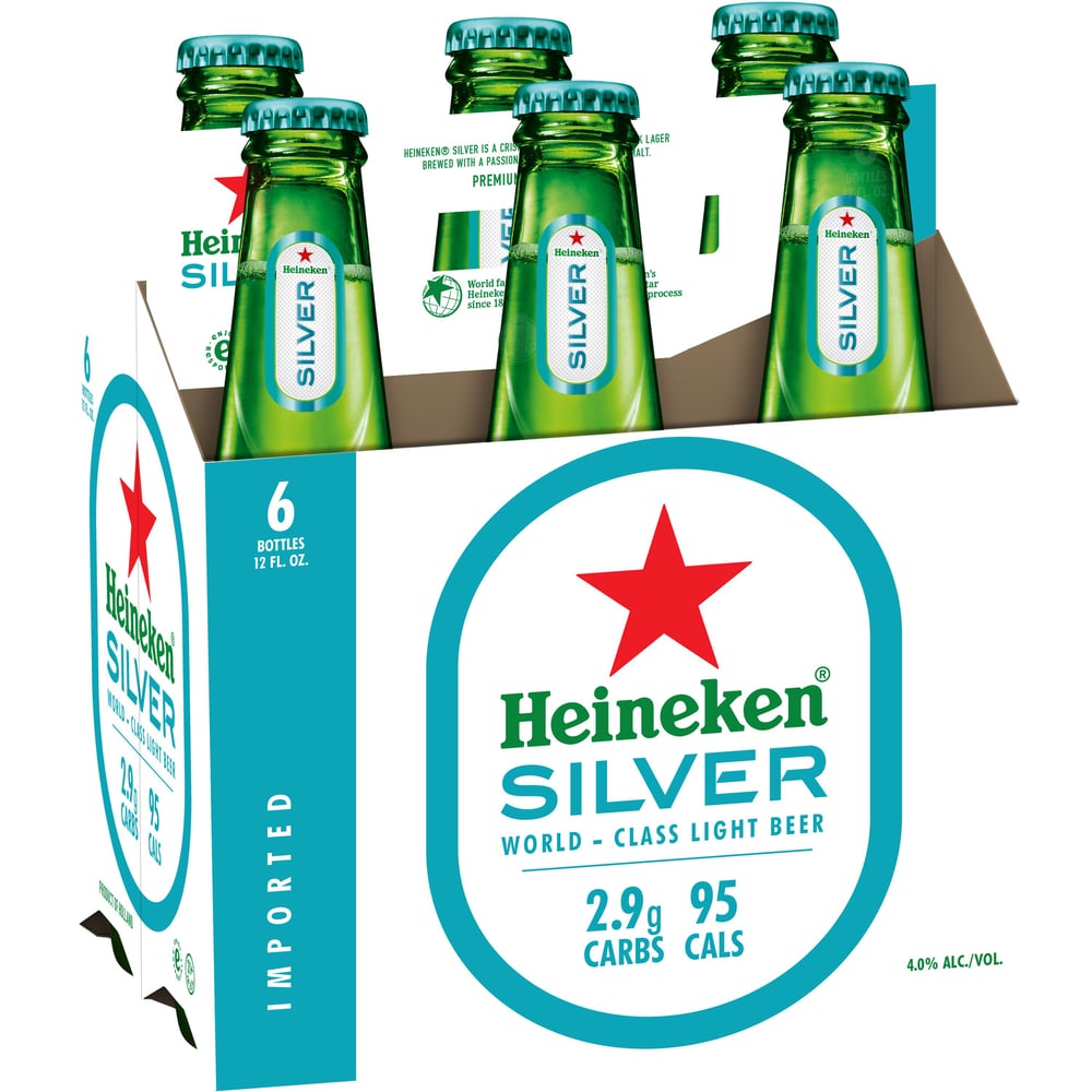 Heineken Silver 6 pack of 12 oz Bottle