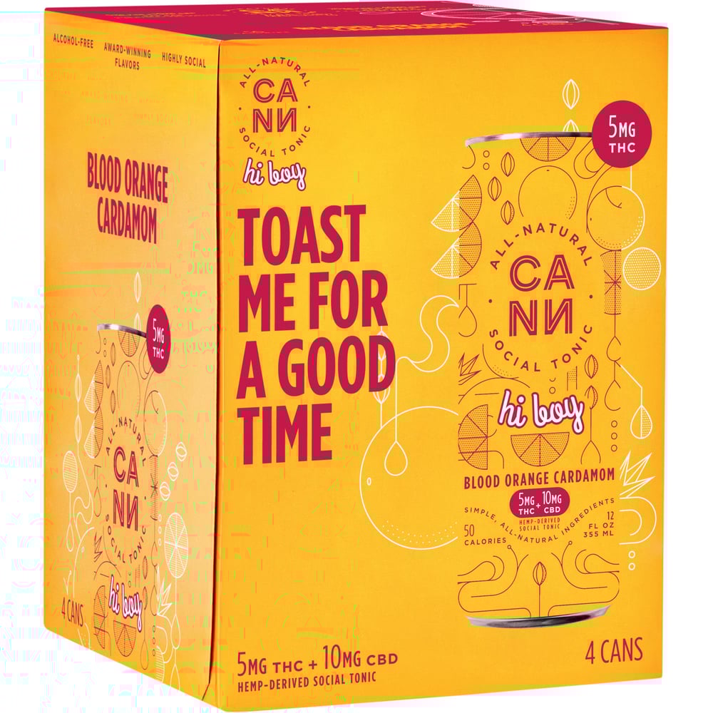 Cann THC Tonic Blood Orange Cardamom 5MG 4 pack of 12 oz Can