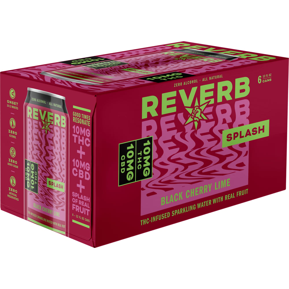 Revolution Reverb Splash Black Cherry Lime 10MG THC 10 MG CBD | 6 pack of  12 oz Can