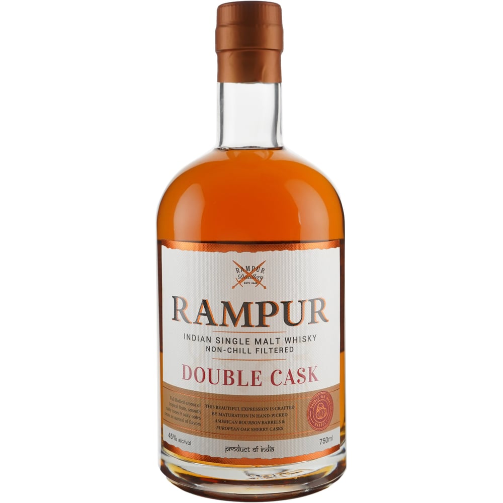 Rampur Double Cask Indian Single Malt Whisky | 750 ml Bottle, image size:1000x1000