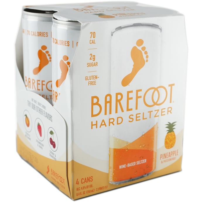 Barefoot Pineapple & Passionfruit Hard Seltzer 4 Pack Cans