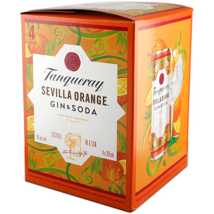Tanqueray Sevilla Orange Gin and Soda 4 Pack Can