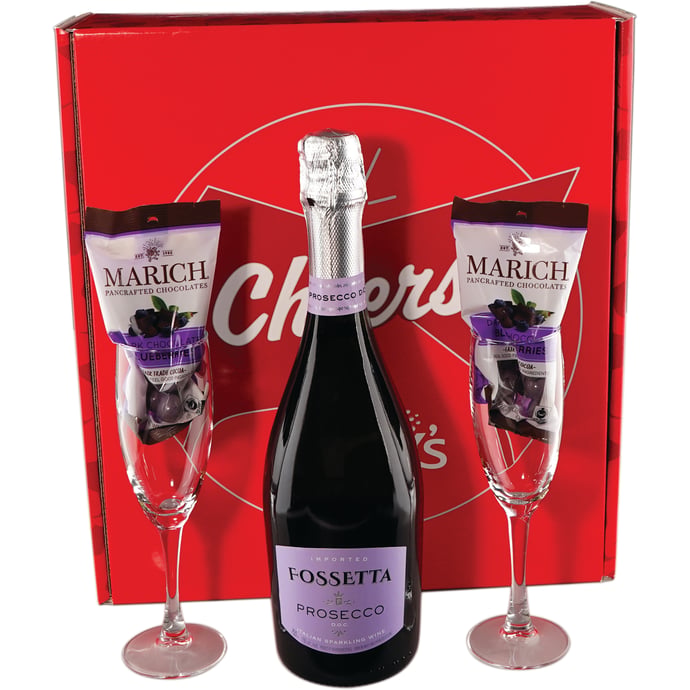 Fossetta Prosecco Gift Box With Flutes