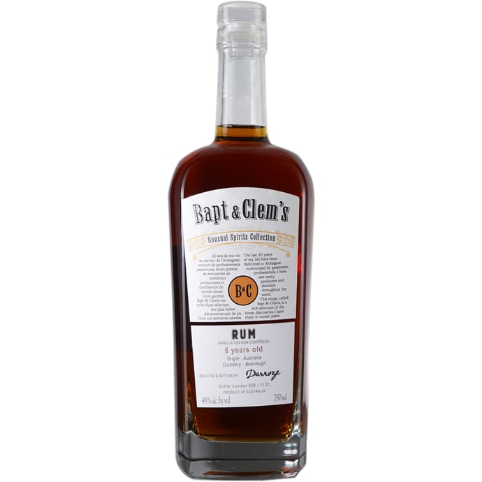 Bapt & Clem's 6 year old Australia Rum from Beenleigh Distillery Finished in Jurancon Cask