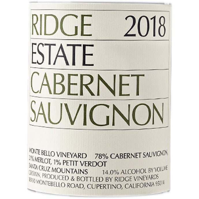 Ridge Cabernet Sauvignon Estate 2018 Half Bottle