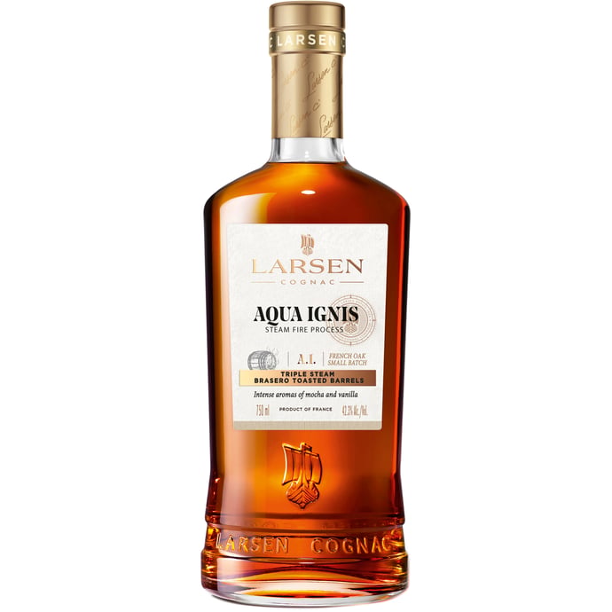 Larsen Cognac Aqua Ignis French Oak Small Batch Triple Steam Brasero Toasted Barrels Cognac