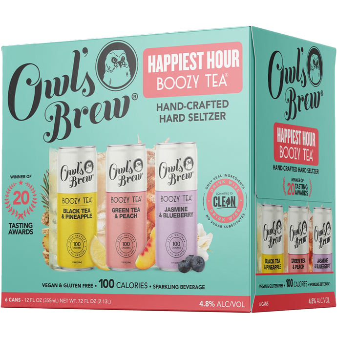 Owl’s Brew Hard Tea Seltzer Happiest Hour