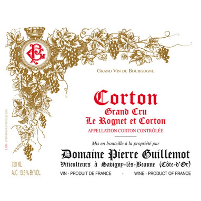 Domaine Pierre Guillemot Corton Le Rognet Saint Corton 2018
