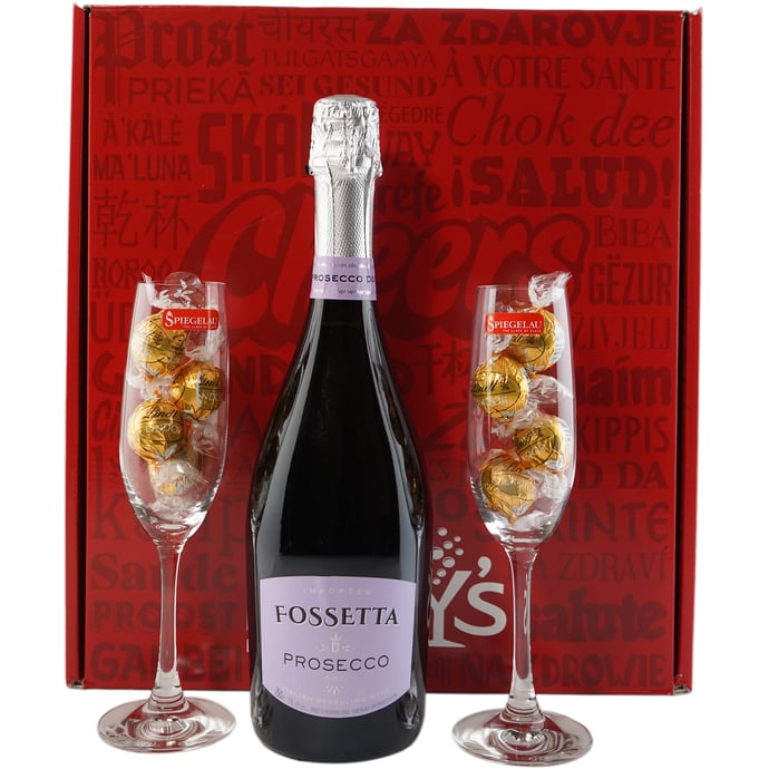 Fossetta Prosecco Gift with Spiegelau Crystal Flutes