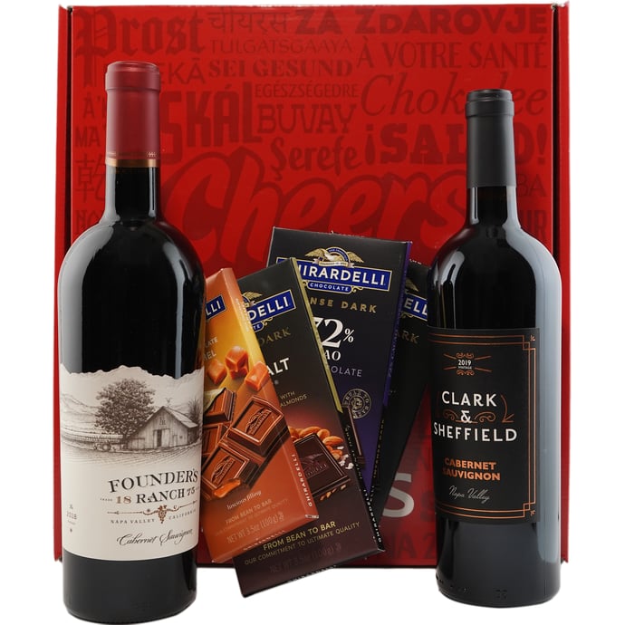 California Wine & Chocolate Gift Box with Ghirardelli