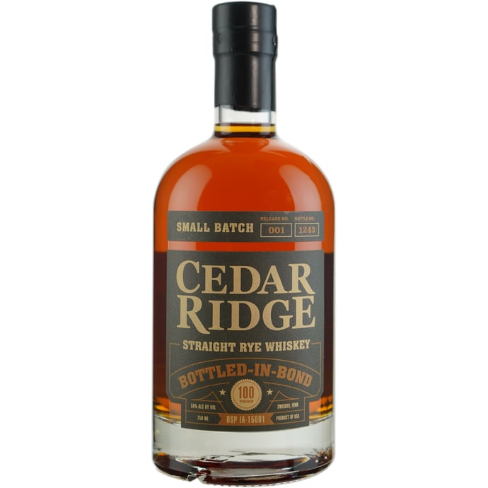 Cedar Ridge Iowa Rye Bottled in Bond
