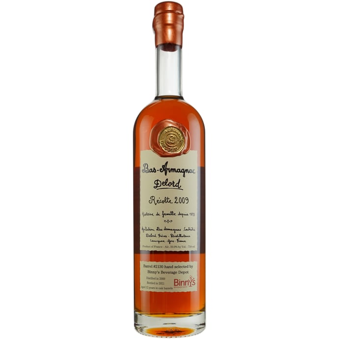 Delord 12 year old Single Cask # 2130 Binny's Handpicked Vintage Armagnac 2009