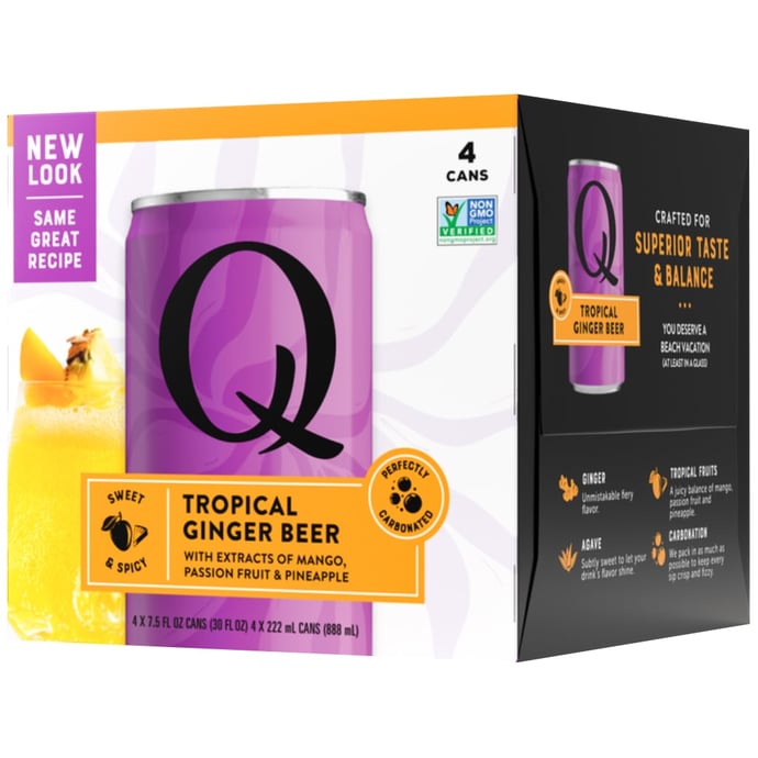 Q Tropical Ginger Beer 4pk Cans