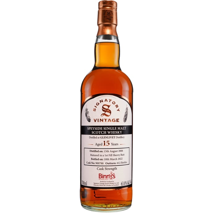 Signatory Glenlivet 15 year old First Fill Sherry Butt # 900788 Binny's Handpicked 2006