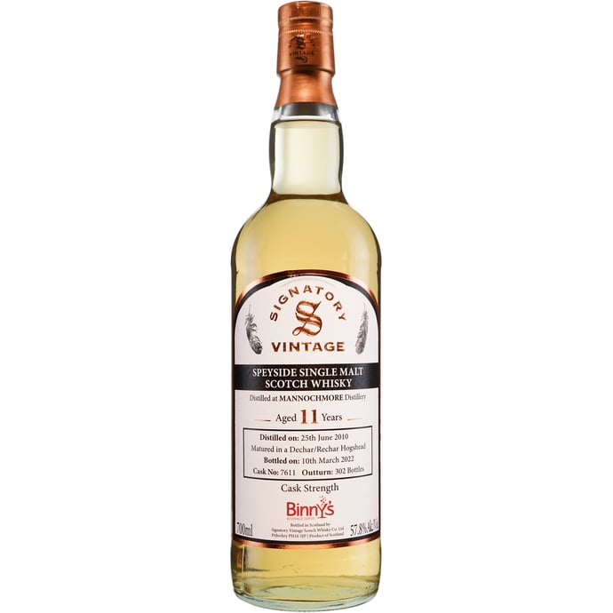 Signatory Mannochmore 11 year old Dechar/Rechar Hogshead # 7611 Binny's Handpicked 2010