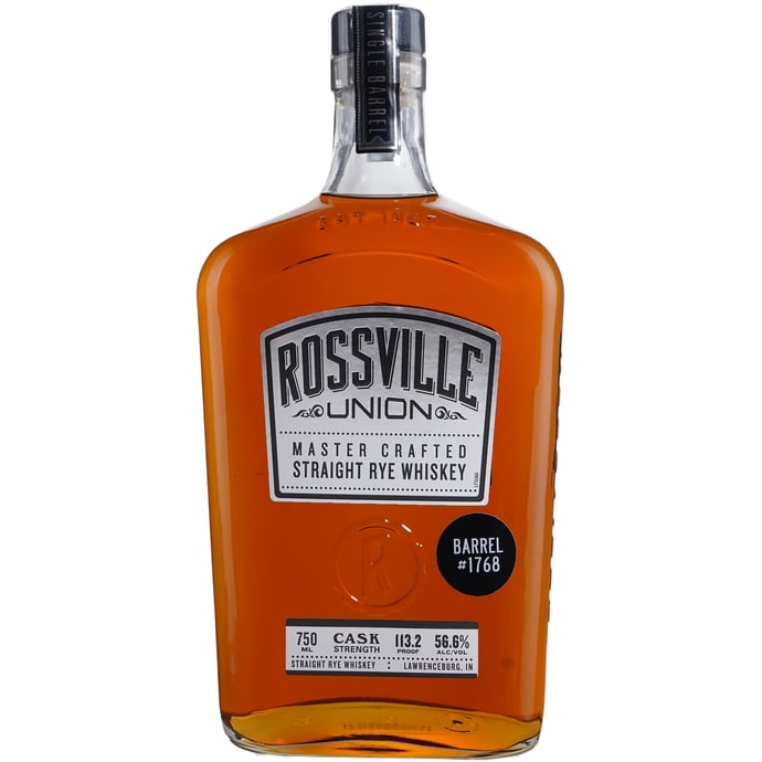 Rossville Union Barrel Proof Rye Single Barrel # 1768 Binny's Handpicked