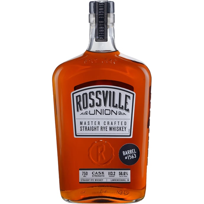 Rossville Union Barrel Proof Rye Single Barrel # 1563 Binny's Handpicked
