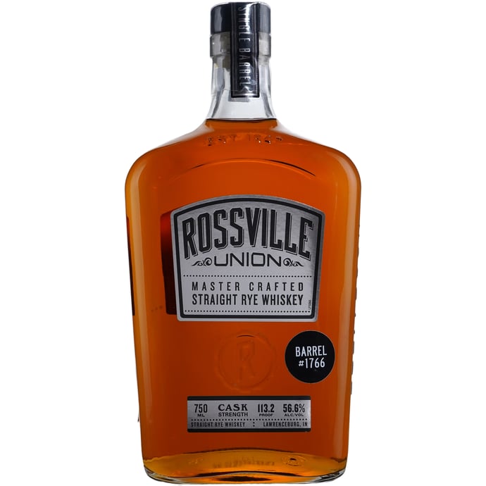 Rossville Union Barrel Proof Rye Single Barrel # 1766 Binny's Handpicked