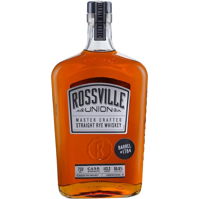 Rossville Union Barrel Proof Rye Single Barrel # 1784 Binny's Handpicked
