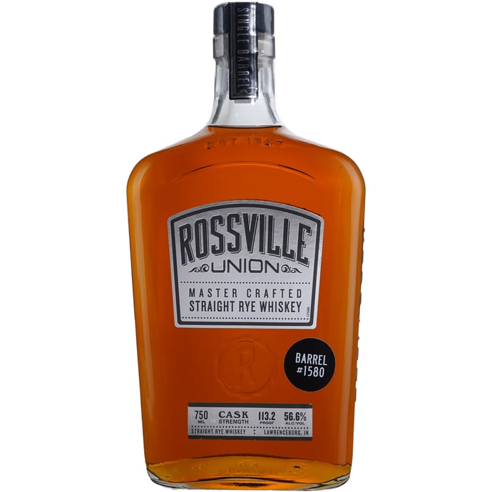 Rossville Union Barrel Proof Rye Single Barrel # 1580 Binny's Handpicked