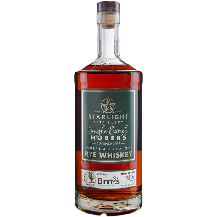 Huber's Starlight Distillery Indiana Straight Rye Single Barrel # 17248 Binny's Handpicked