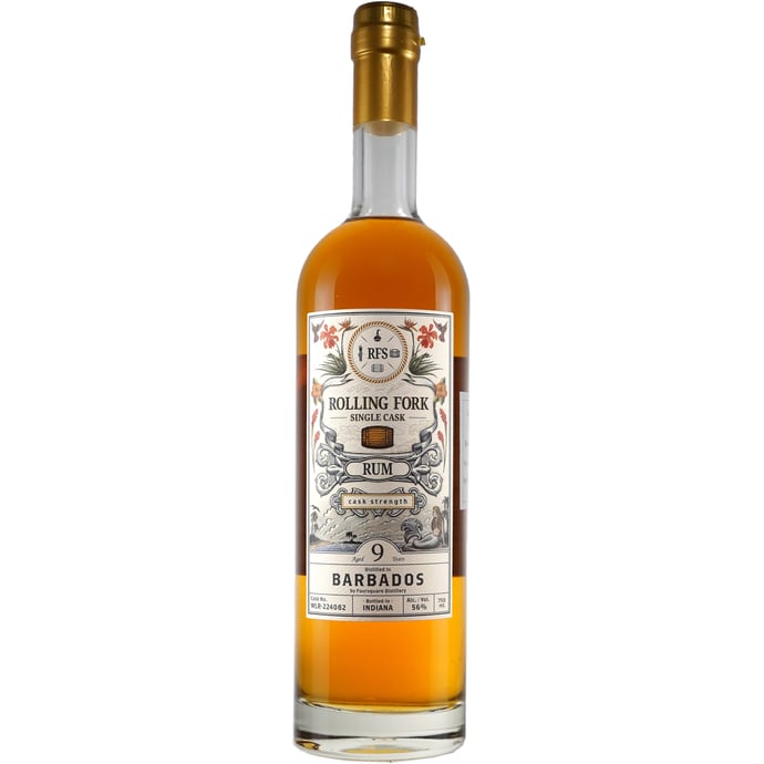 Rolling Fork 9 year old Barbados Rum Weller Barrel Finished # 22 4082 Binny's Handpicked