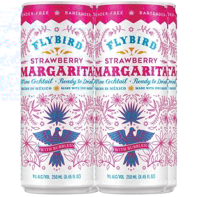 Flybird Cocktails Strawberry Margarita with Bubbles 4 Pack Cans