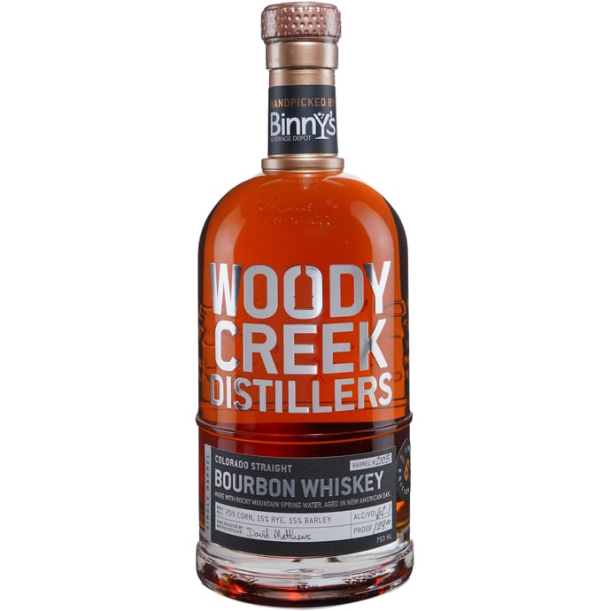 Woody Creek 6 year old Bourbon Single Barrel # 2103 Binny's Handpicked 70% Corn/15% Rye/15% Malt