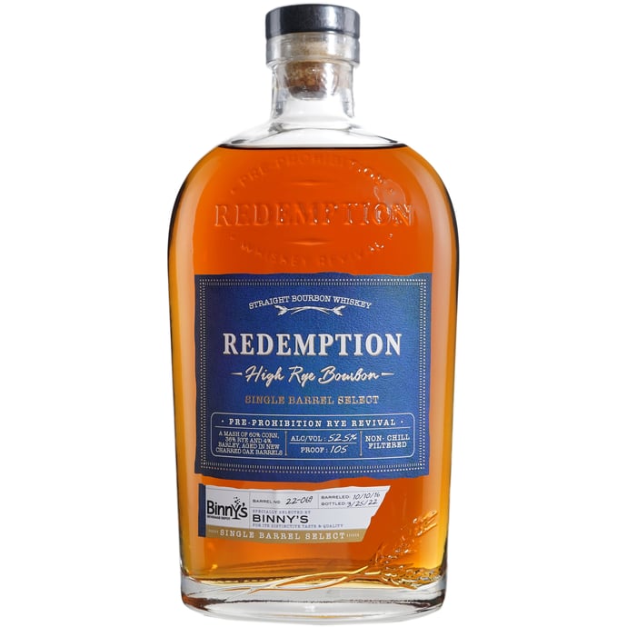 Redemption High Rye Bourbon Binny's Handpicked Barrel #22069