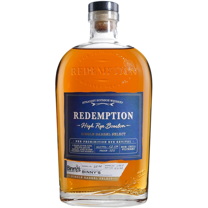 Redemption High Rye Bourbon Binny's Handpicked Barrel #22161