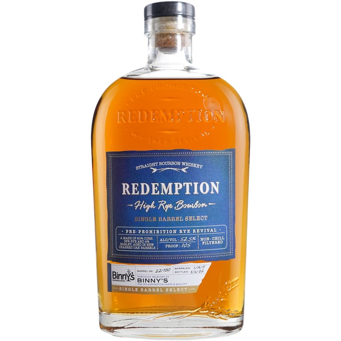 Redemption High Rye Bourbon Binny's Handpicked Barrel #22180