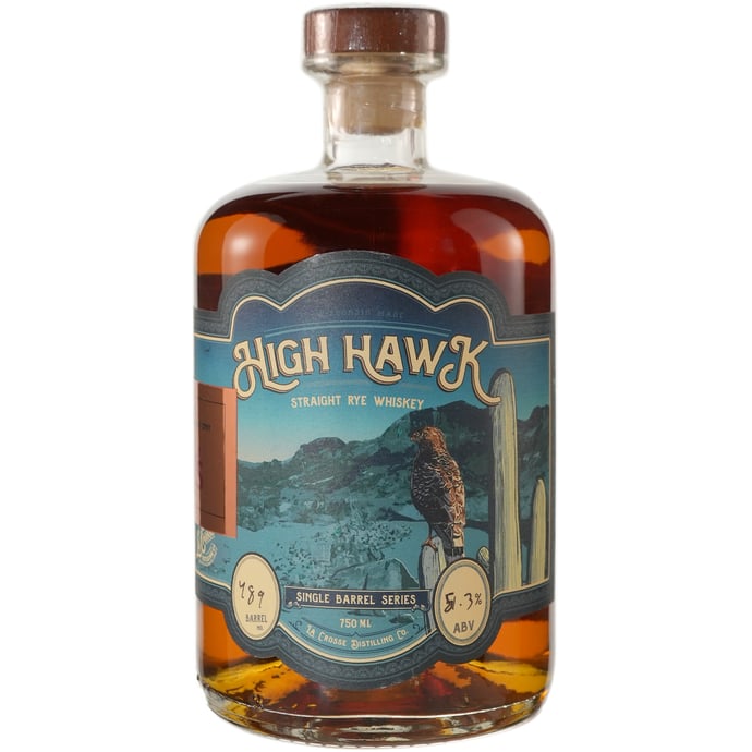 La Crosse Distilling High Hawk Rye Single Barrel # 489 Binny's Handpicked