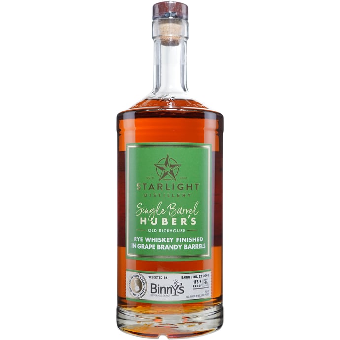 Huber's Starlight Distillery Rye Finished in Grape Brandy Finshing Barrel # 22-2046 Binny's Handpicked