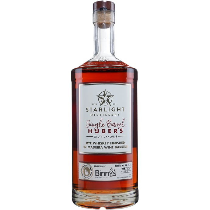 Huber's Starlight Distillery Rye Finished in ex Madeira Barrel # 22-2427 Binny's Handpicked