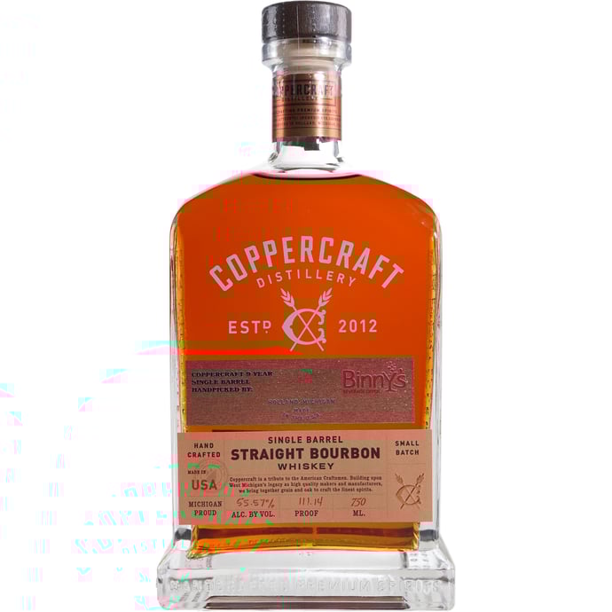 Coppercraft Distillery 9 year old Straight Bourbon Single Barrel # 2848 Binny's Handpicked