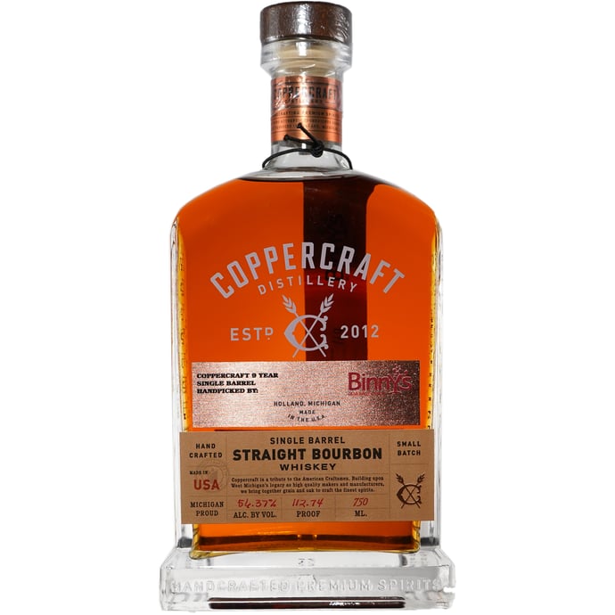 Coppercraft Distillery 9 year old Straight Bourbon Single Barrel # 2852 Binny's Handpicked