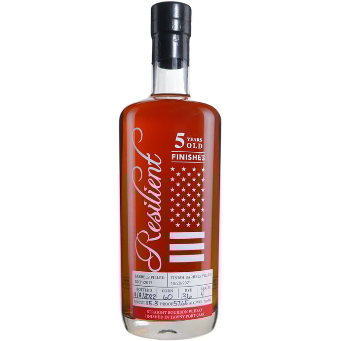 Resilient 5 year old Straight Bourbon 115.3 Proof Finished in ex Tawny Port Cask