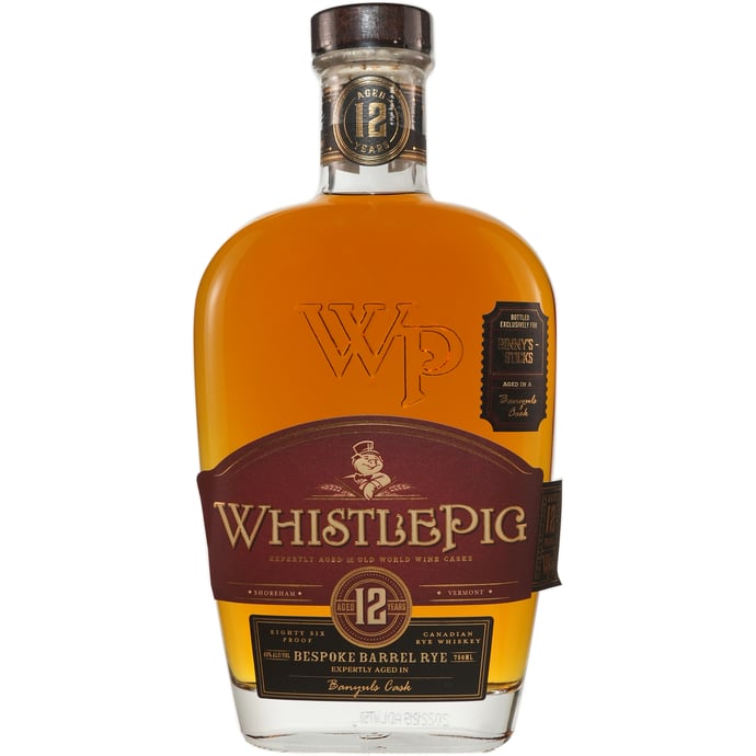 WhistlePig Single Finish 12 year old Rye Sticks Finished in ex Banyuls Cask Binny's Handpicked