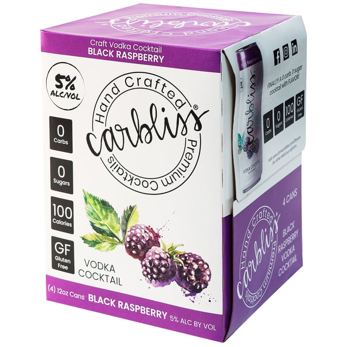 Carbliss Black Raspberry Vodka Cocktail 4 Pack Cans