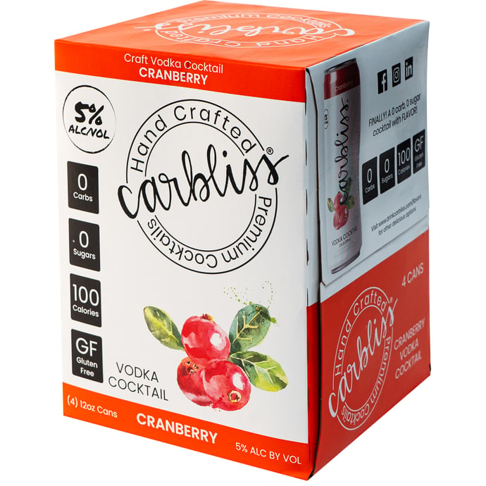 Carbliss Cranberry Vodka Cocktail 4 Pack Cans
