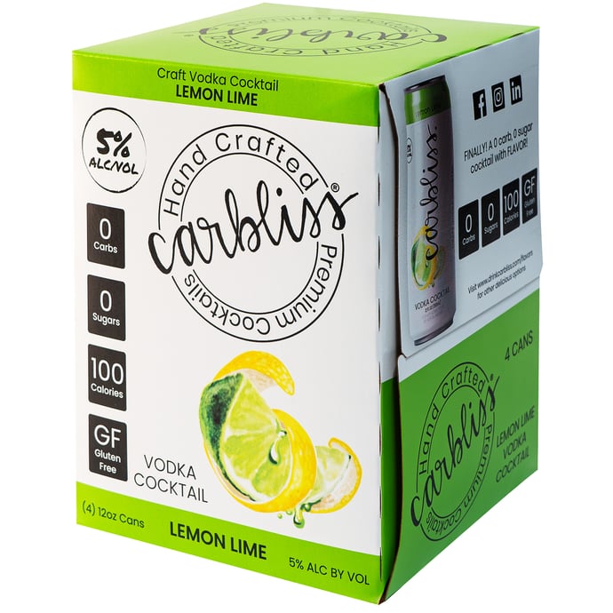 Carbliss Lemon Lime Vodka Cocktail 4 Pack Cans