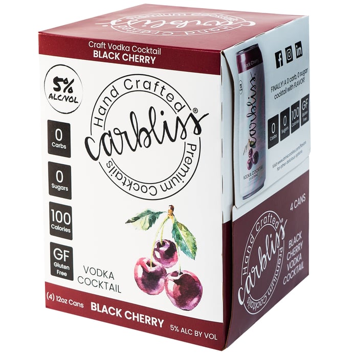 Carbliss Black Cherry Vodka Cocktail 4 Pack Cans