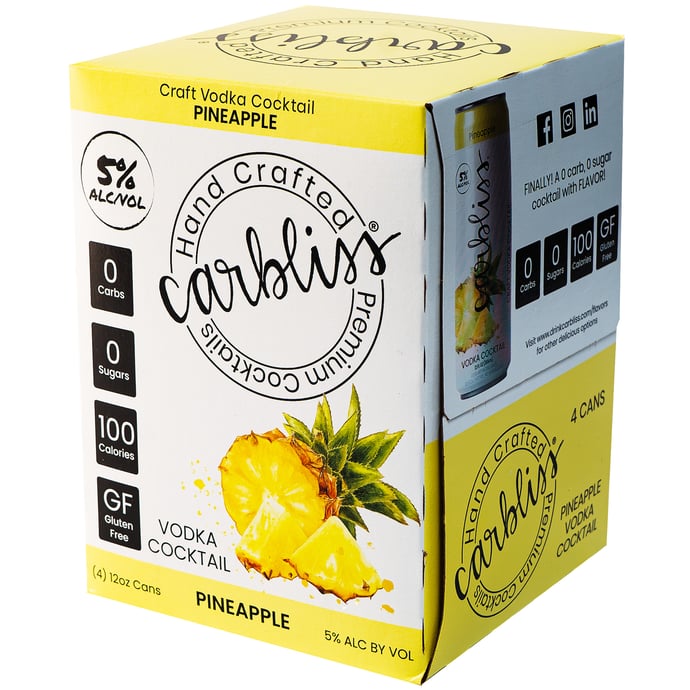 Carbliss Pineapple Vodka Cocktail 4 Pack Cans