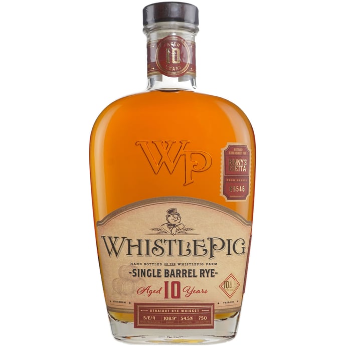 WhistlePig 10 year old Rye Single Barrel # 89546 Goetta Binny's Handpicked