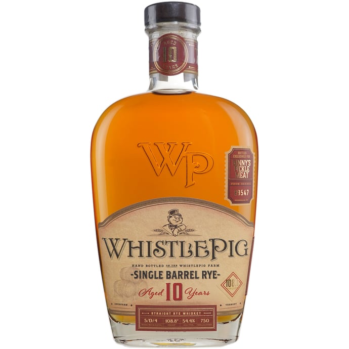 WhistlePig 10 year old Rye Single Barrel # 89547 Pickle Meat Binny's Handpicked