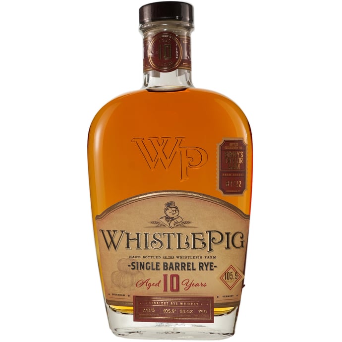 WhistlePig 10 year old Rye Single Barrel # 81722 Taylor Ham Binny's Handpicked