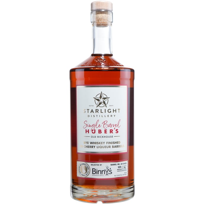 Huber's Starlight Distillery Rye Finished in ex Cherry Liqueur Barrel # 22-2425 Binny's Handpicked