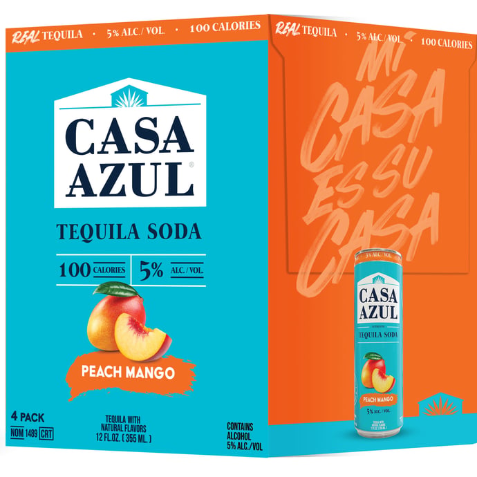 Casa Azul Tequila Soda Peach Mango 4 Pack Cans