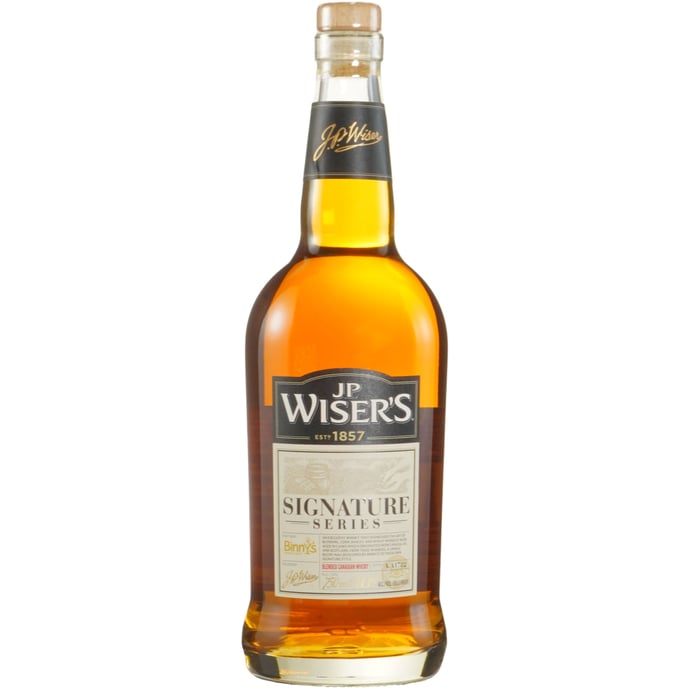 J.P. Wiser's Signature Series Binny's Custom Blend # AA1782 30% 10y Corn 30% 14y Corn 25% 5y Malt 15% 5y Wheat