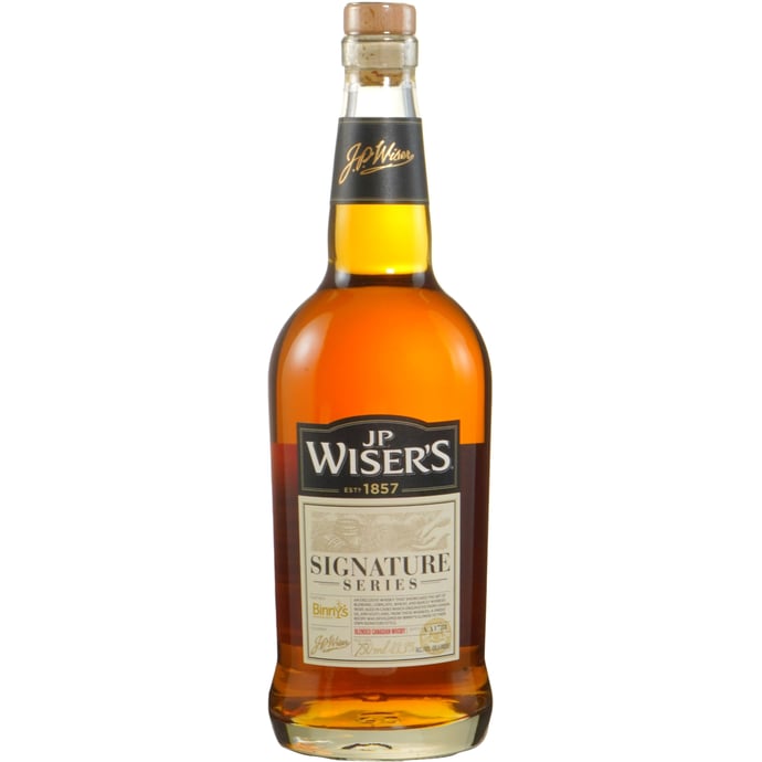 J.P. Wiser's Signature Series Binny's Custom Blend # AA1783 25% 10y Corn 25% 14y Corn 25% 8y Rye 15% 5y Wheat 10% 5y Barley